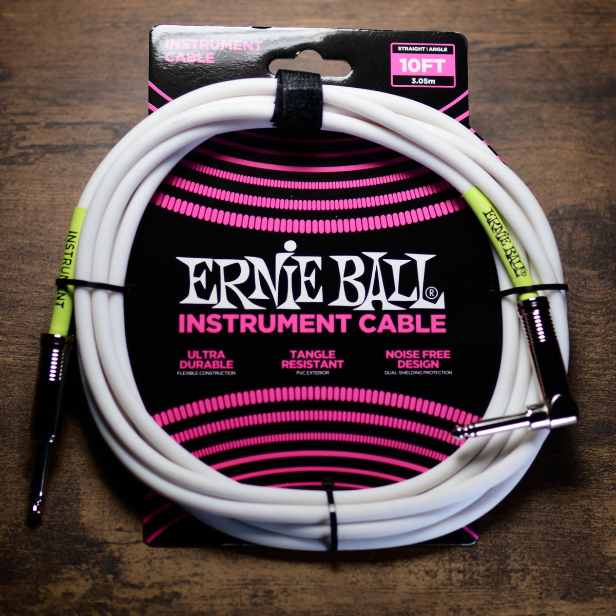 Ernie Ball 10ft Guitar Cable - White
